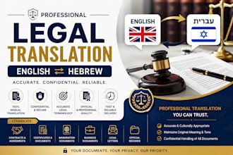 translate legal documents from english to hebrew professionally