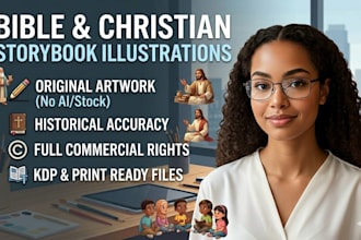 draw bible illustration,christian children story book and biblical character art