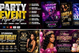 design an amazing birthday flyer, party or event flyer and club flyer