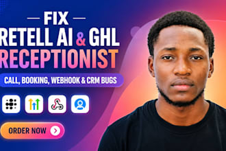 fix retell ai and ghl receptionist call, booking, webhook and CRM bugs