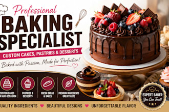 professional baking specialist, custom cakes, pastries and dessert expert