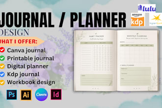 design canva editable journal, printable planner, minimalist, wellness journal