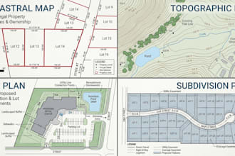 prepare real estate, site plan, subdivision plan, topographic, and cadastral map
