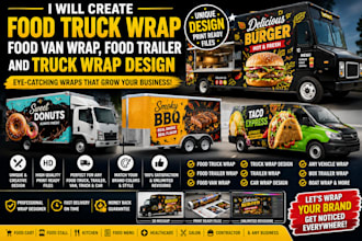 create a food truck wrap, food van wrap, food trailer, and truck wrap design