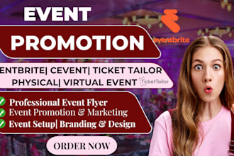 assist in eventbrite setup, facebook event, event promotion