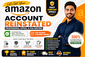 reinstate suspended amazon account, write amazon poa, fix section 3 suspension