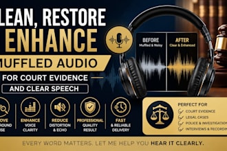 clean, restore, and enhance muffled audio for court evidence and clear speech