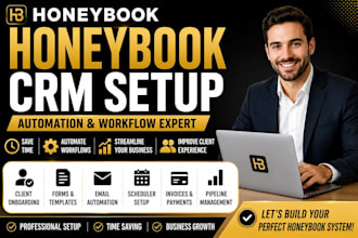 setup honeybook CRM, automation, workflow, forms, onboarding