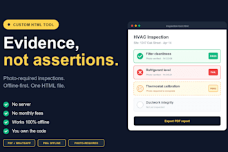 build a custom HTML inspection report tool with photos and PDF export