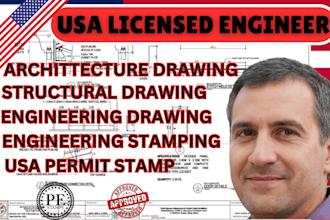 provide architecture and structural permit drawing with stamp georgia, arizona