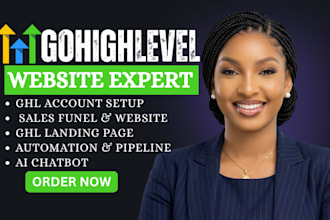build gohighlevel sales funnel, go high level landing page, ghl website expert