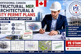 structural plans, city permit plans, mep design, pe stamp engineering in canada