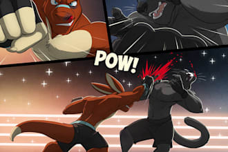 draw custom furry comic page, nsfw comic page, anime furry comic, erotic comic