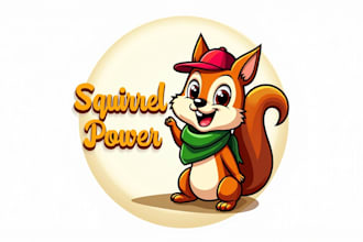 design a unique squirrel mascot logo for your brand
