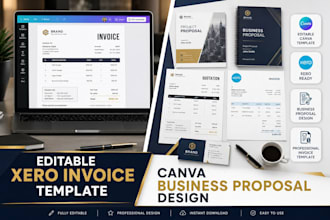design editable invoice xero template business proposal canva digital product