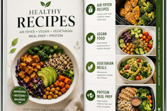 design cookbook recipe, air fryer vegan and meal prep ebook