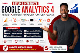 setup google analytics 4 hubspot zoho crm typeform jotform zapier integration