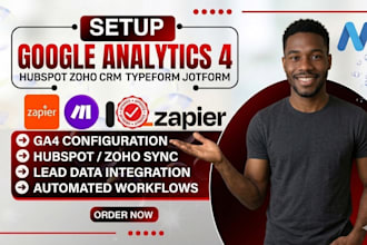 setup google analytics 4 hubspot zoho crm typeform jotform zapier integration