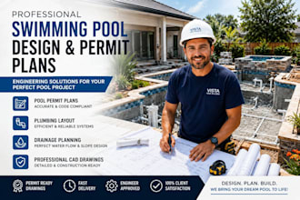 design swimming pool permit plans, plumbing and drainage planning