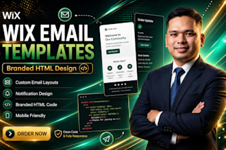 design wix custom email template notification layout branded html code