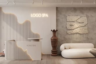 do cgi spa interior design, hair salon with 3d rendering