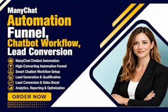 manychat automation funnel, chatbot workflow, lead conversion