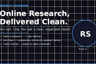 do professional online research and summarize findings in a clear report