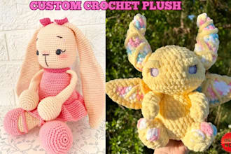 crochet handmade plush, plush stuffed animal amigurumi labubu for birthday gift