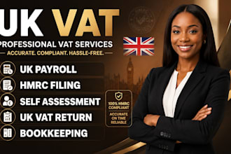 handle UK payroll, p11d, p60 and p45, hmrc vat tax return bookkeeping and paye