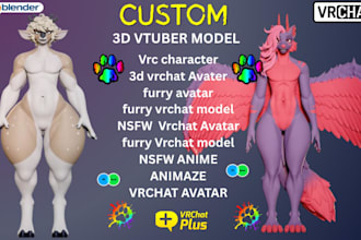 rig and edit vrchat furry nsfw avatar, 3d vtuber model, animaze setup,obs studio