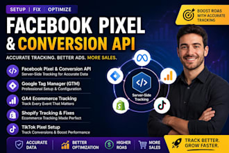 setup meta facebook pixel shopify, conversion API, fix pixel, gtm, ga4, tiktok