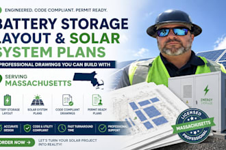 draw battery storage layout and solar system plans massachusetts