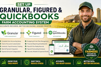 set up granular, figured, and quickbooks farm accounting system