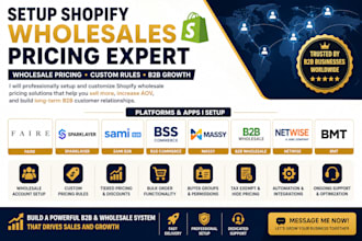setup shopify wholesales pricing faire sparklayer sami bss massy b2b netwise bmt