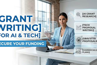 write ai startup grants and tech business funding proposals