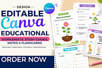 design editable canva educational worksheet study guides notes flashcards