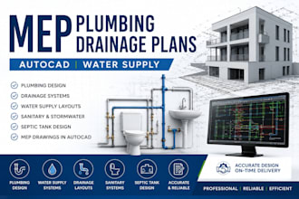 create mep plumbing drainage plans autocad water supply