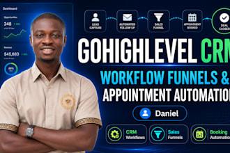 setup gohighlevel CRM workflow funnels and and apointment automation
