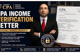 write and sign USA cpa income verification, comfort and mortgage letter