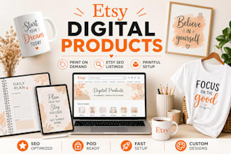 design esty digital products esty print on demand shop printful etsy SEO listing