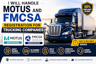 handle motus and fmcsa registration for trucking companies