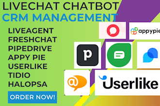 setup crm chatbot liveagent freshchat pipedrive appy pie userlike tidio halopsa