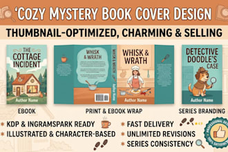 design a cozy mystery book cover for KDP and ebook
