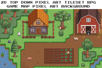 make 2d top down pixel art tileset rpg game map pixel art background game asset