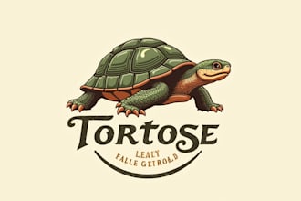 design a unique tortoise vintage logo for your brand