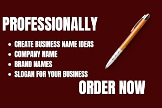 create business name ideas, brand names, company name, slogan for your business
