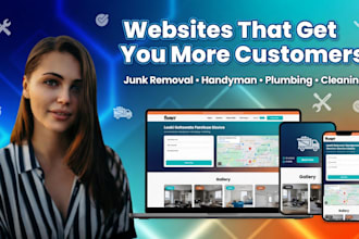 design junk removal handyman cleaning plumbing website with lead forms setup