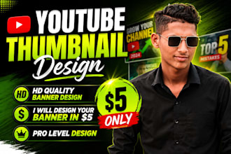 design professional youtube thumbnails and business banners