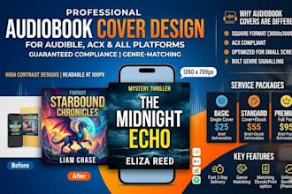 design a professional audiobook cover for audible acx