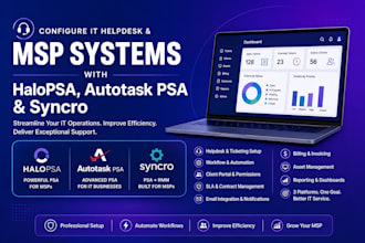 configure IT helpdesk and msp systems with halopsa, autotask psa and syncro